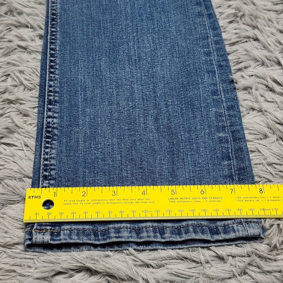 ZARA Jeans Womens 4 Blue Denim Bootcut Low Rise Medium Wash Distressed 31"Inseam - Picture 8 of 11